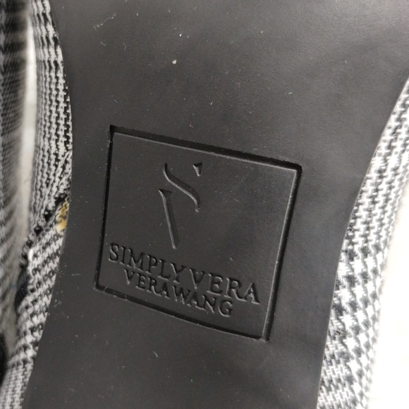 Simply Vera Vera Wang Plaid Ankle Boots Black White Gray Sz 8.5 Academia Office - Picture 11 of 12